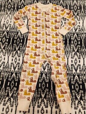 Hanna Andersson Girl's Squirrel Print Zip One-Piece Pajamas, Size 3T